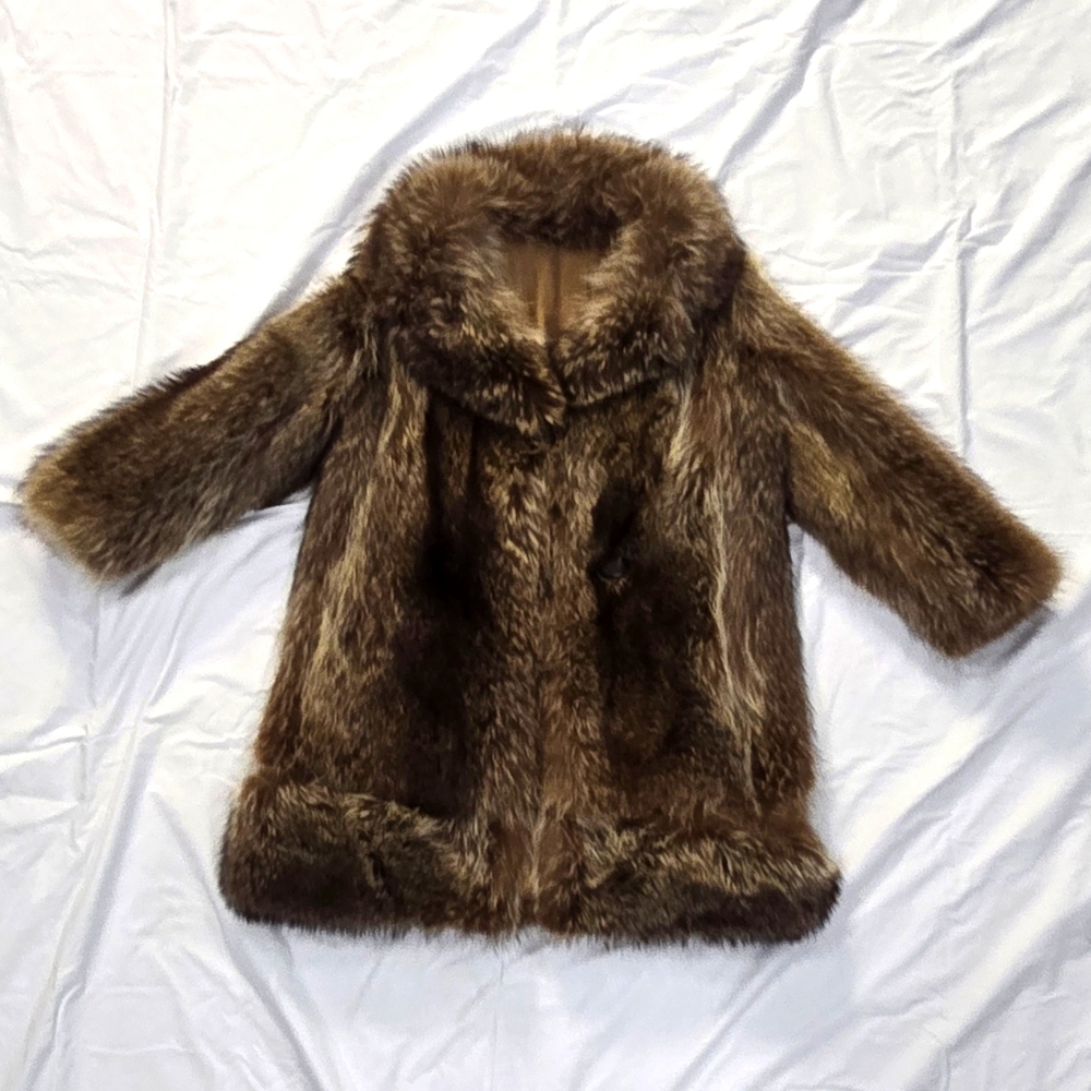 #6 Ladies Raccoon  Coat  with high Collar
